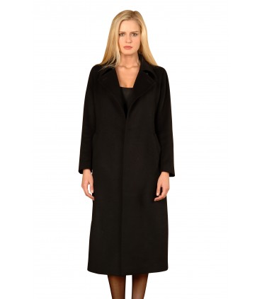 Manteau long ceinturé en laine et cachemire