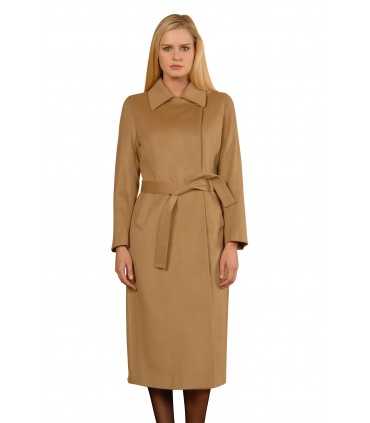 Manteau long ceinturé en cachemire