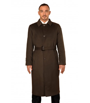 Manteau long en laine et cachemire